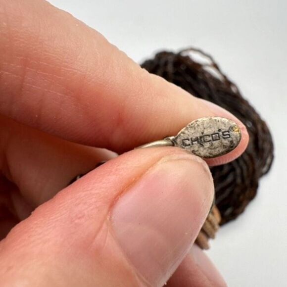 Chico’s black beaded layered multi-strand twisted necklace leather cord Chunky - Picture 7 of 11